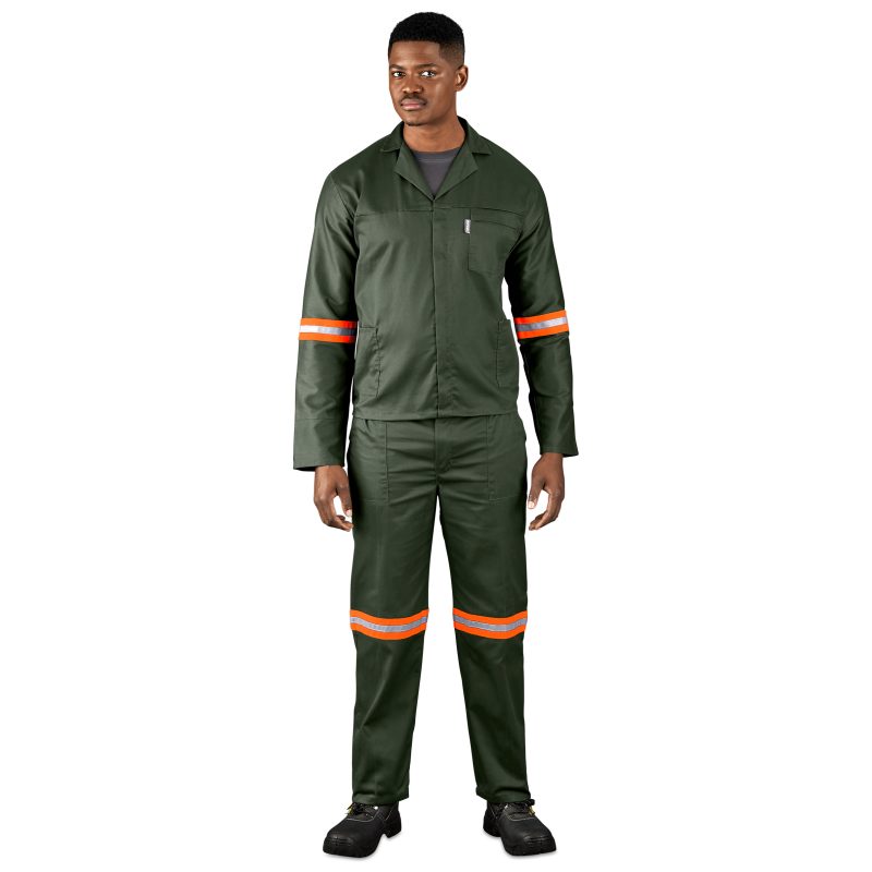 Acid Resistant Polycotton Conti Suit - Reflective Arms & Legs - Orange Tape