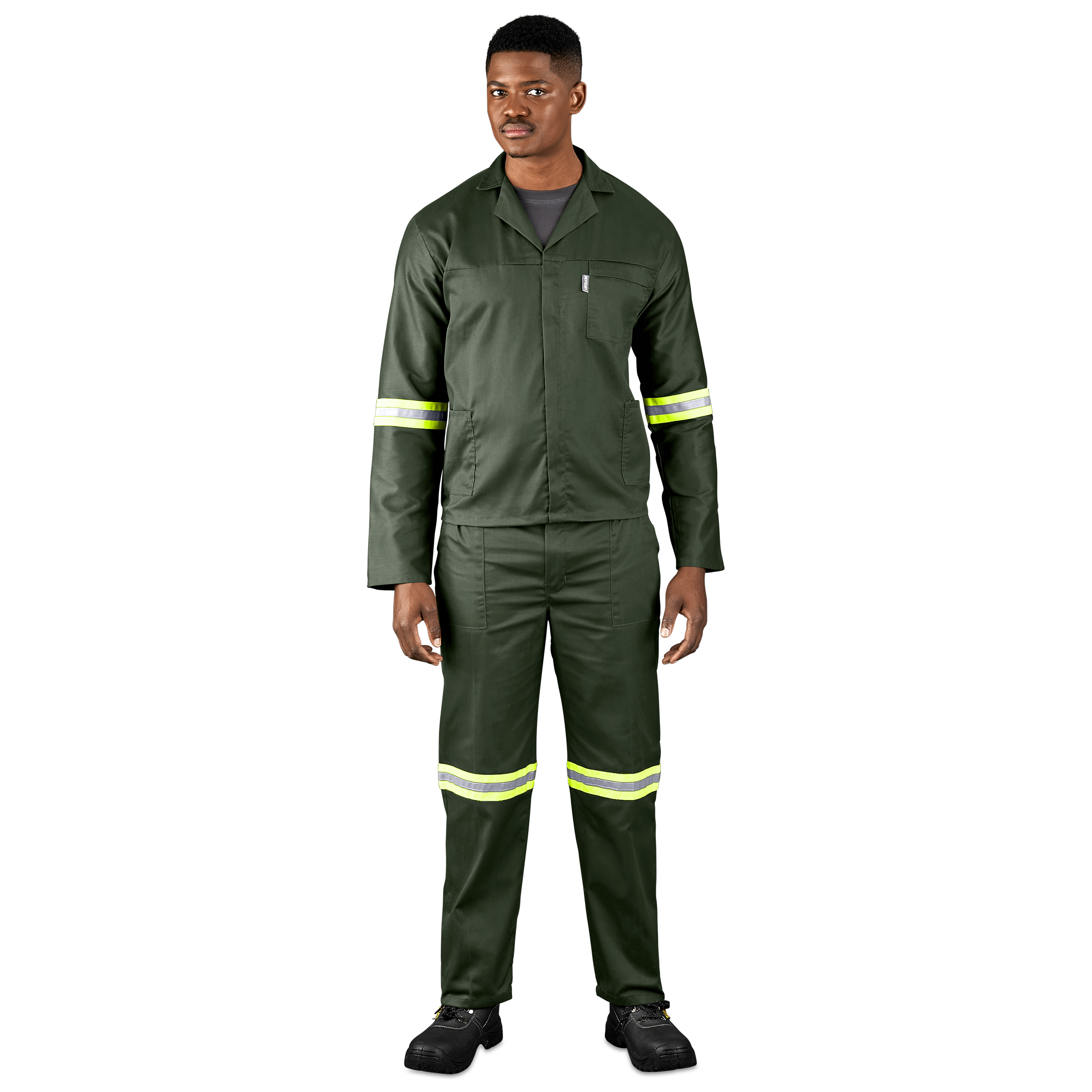 Acid Resistant Polycotton Conti Suit - Reflective Arm, Legs & Back - Yellow Tape - Image 2