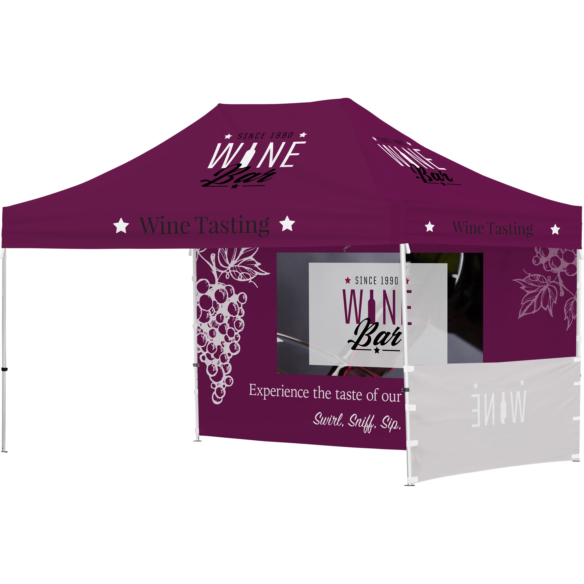 Ovation Sublimated Gazebo 4.5m X 3m - 1 Short Half-Wall Skin - 1 Long Full-Wall Skin - Image 3